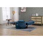 Fauteuil inclinable électrique surdimensionné en cuir PU bleu avec massage, chauffage, position allongée à plat