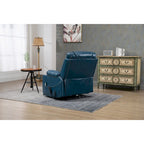 Fauteuil inclinable électrique surdimensionné en cuir PU bleu avec massage, chauffage, position allongée à plat
