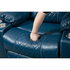 Fauteuil inclinable électrique surdimensionné en cuir PU bleu avec massage, chauffage, position allongée à plat