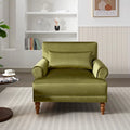 Fauteuil d'appoint en velours vert / blanc / beige, siège simple, accoudoir rond