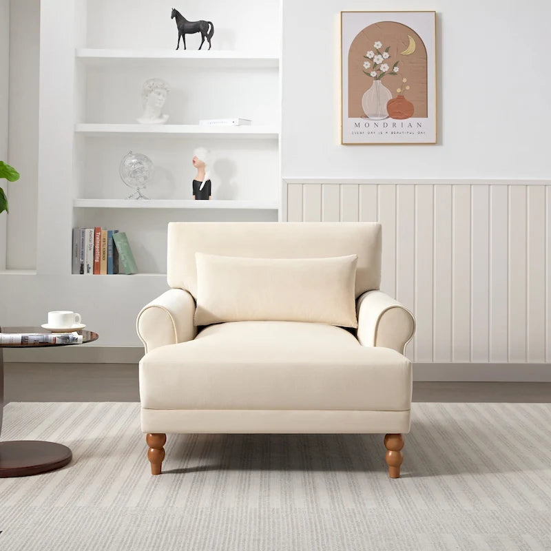 Fauteuil d'appoint en velours vert / blanc / beige, siège simple, accoudoir rond