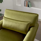 Fauteuil d'appoint en velours vert / blanc / beige, siège simple, accoudoir rond