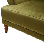Fauteuil d'appoint en velours vert / blanc / beige, siège simple, accoudoir rond