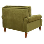 Fauteuil d'appoint en velours vert / blanc / beige, siège simple, accoudoir rond