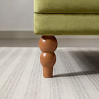 Fauteuil d'appoint en velours vert / blanc / beige, siège simple, accoudoir rond
