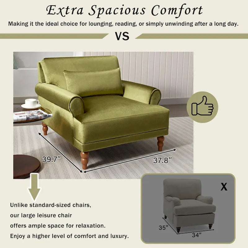 Fauteuil d'appoint en velours vert / blanc / beige, siège simple, accoudoir rond