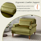 Fauteuil d'appoint en velours vert / blanc / beige, siège simple, accoudoir rond