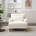 Fauteuil d'appoint en velours vert / blanc / beige, siège simple, accoudoir rond
