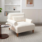Fauteuil d'appoint en velours vert / blanc / beige, siège simple, accoudoir rond