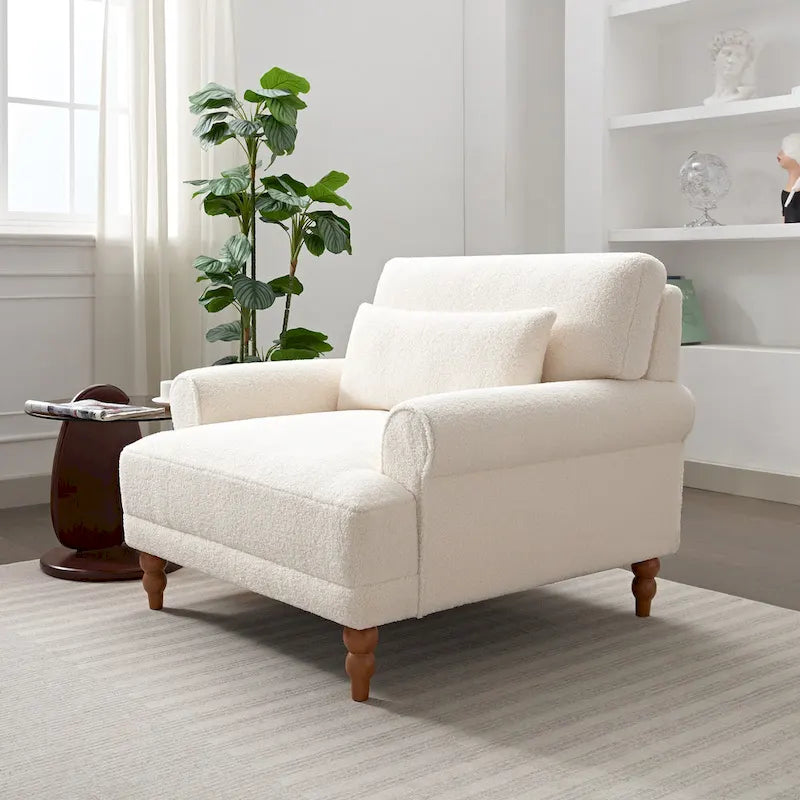 Fauteuil d'appoint en velours vert / blanc / beige, siège simple, accoudoir rond