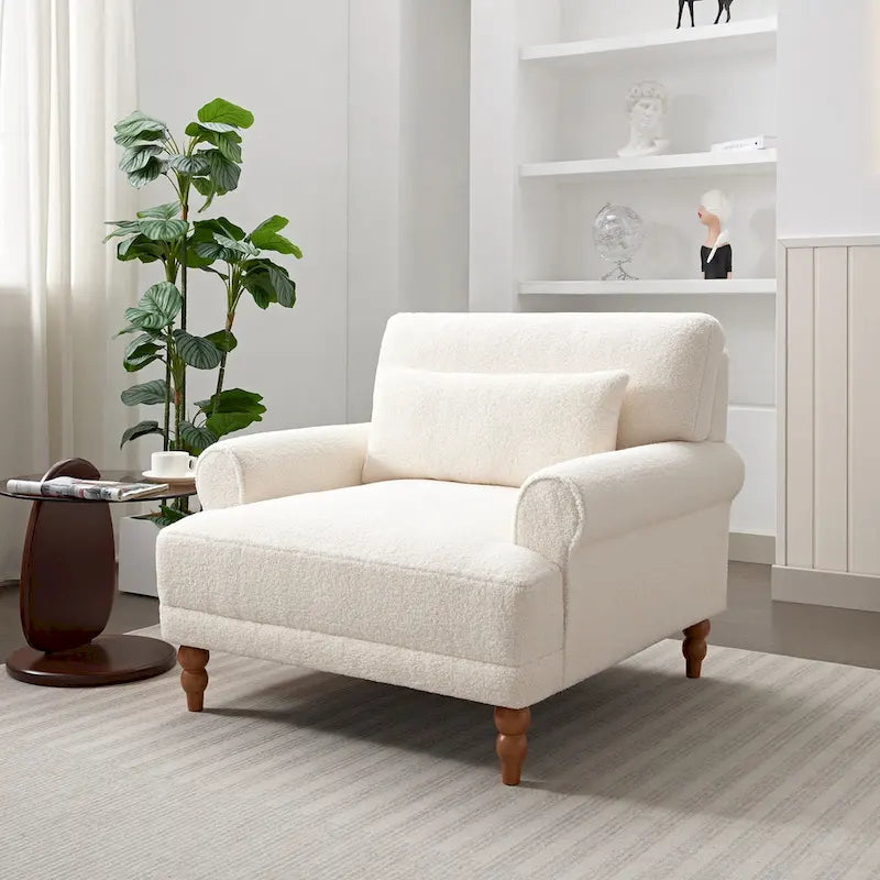 Fauteuil d'appoint en velours vert / blanc / beige, siège simple, accoudoir rond