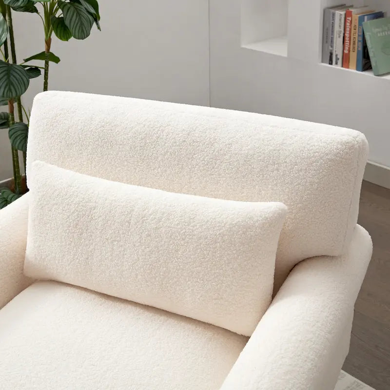 Fauteuil d'appoint en velours vert / blanc / beige, siège simple, accoudoir rond