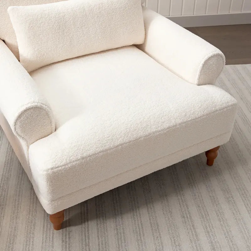 Fauteuil d'appoint en velours vert / blanc / beige, siège simple, accoudoir rond