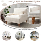 Fauteuil d'appoint en velours vert / blanc / beige, siège simple, accoudoir rond