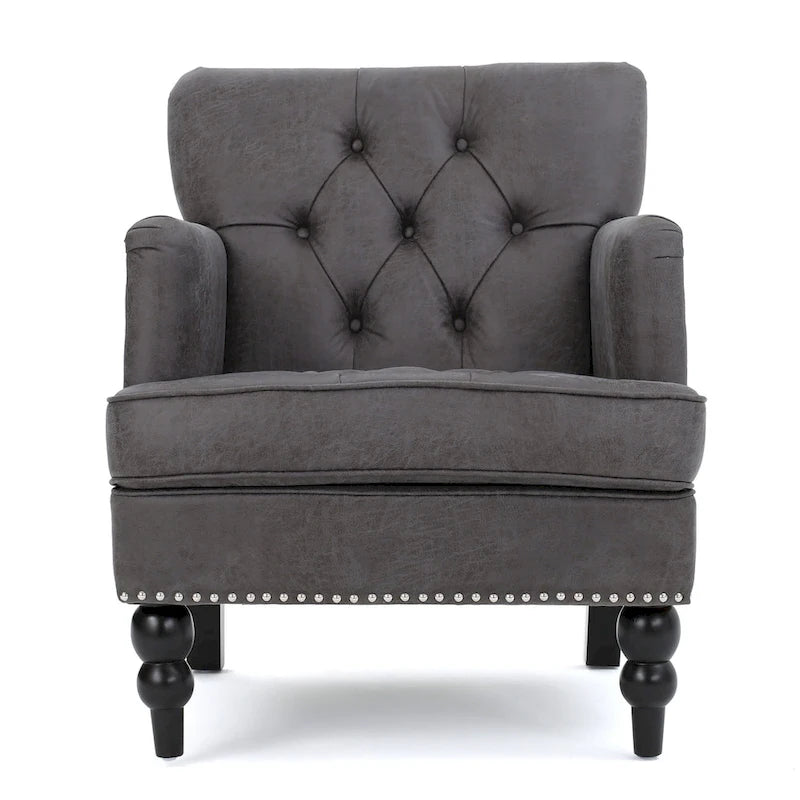 Fauteuil club capitonné Slate 28 avec clous de tapissier