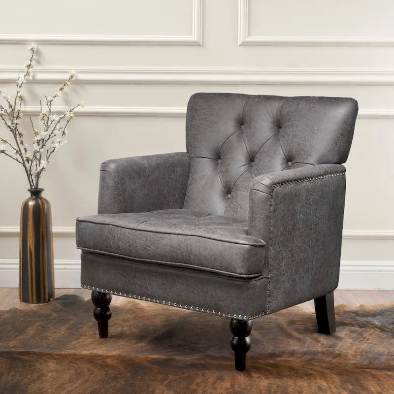 Fauteuil club capitonné Slate 28 avec clous de tapissier