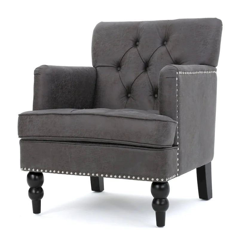 Fauteuil club capitonné Slate 28 avec clous de tapissier