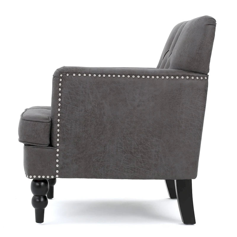 Fauteuil club capitonné Slate 28 avec clous de tapissier