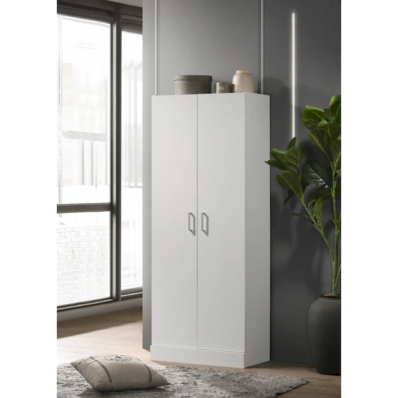 Armoire de rangement blanche à double porte, montage par 1 personne