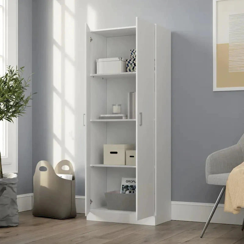 Armoire de rangement blanche à double porte, montage par 1 personne