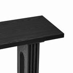 Console en rotin noir/naturel avec pieds ronds creux