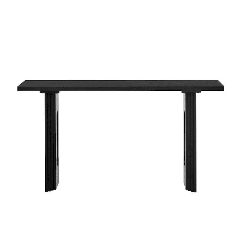 Console en rotin noir/naturel avec pieds ronds creux