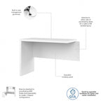 Retour de bureau 42 po de large | Blanc pur / Gris moderne / Érable anthracite | Configuration en L/U | Pour 1 personne