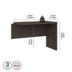 Retour de bureau 42 po de large | Blanc pur / Gris moderne / Érable anthracite | Configuration en L/U | Pour 1 personne
