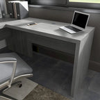 Retour de bureau 42 po de large | Blanc pur / Gris moderne / Érable anthracite | Configuration en L/U | Pour 1 personne