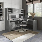Retour de bureau 42 po de large | Blanc pur / Gris moderne / Érable anthracite | Configuration en L/U | Pour 1 personne