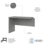 Retour de bureau 42 po de large | Blanc pur / Gris moderne / Érable anthracite | Configuration en L/U | Pour 1 personne