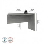 Retour de bureau 42 po de large | Blanc pur / Gris moderne / Érable anthracite | Configuration en L/U | Pour 1 personne