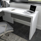 Retour de bureau 42 po de large | Blanc pur / Gris moderne / Érable anthracite | Configuration en L/U | Pour 1 personne