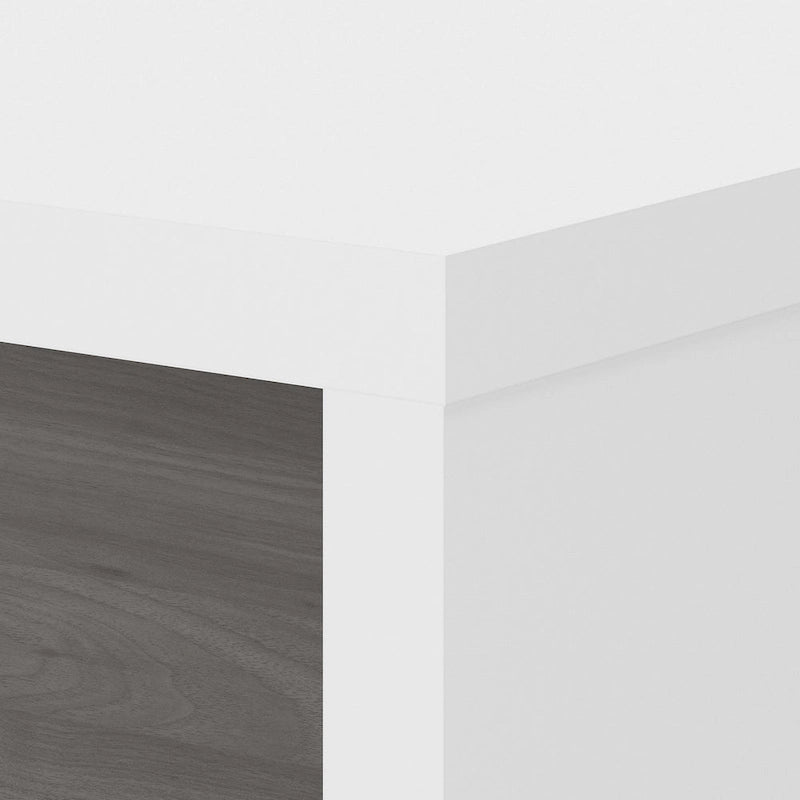 Retour de bureau 42 po de large | Blanc pur / Gris moderne / Érable anthracite | Configuration en L/U | Pour 1 personne