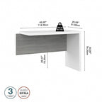 Retour de bureau 42 po de large | Blanc pur / Gris moderne / Érable anthracite | Configuration en L/U | Pour 1 personne