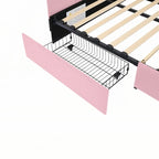 Canapé-lit double rose en velours avec 2 tiroirs – 1 place