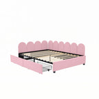 Canapé-lit double rose en velours avec 2 tiroirs – 1 place