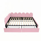 Canapé-lit double rose en velours avec 2 tiroirs – 1 place