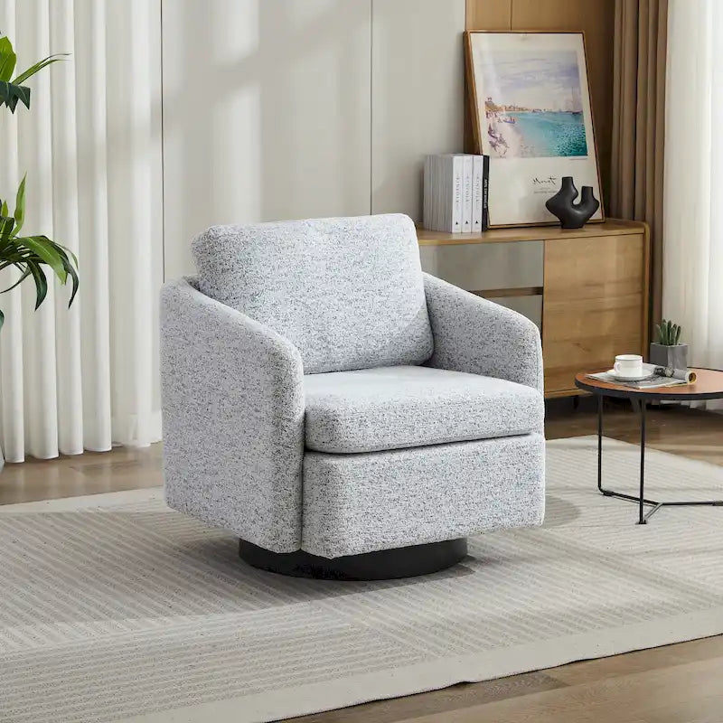 Fauteuil pivotant en tissu bouclé jaune moutarde, 1 place