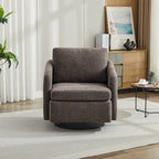 Fauteuil pivotant en tissu bouclé jaune moutarde, 1 place