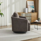 Fauteuil pivotant en tissu bouclé jaune moutarde, 1 place