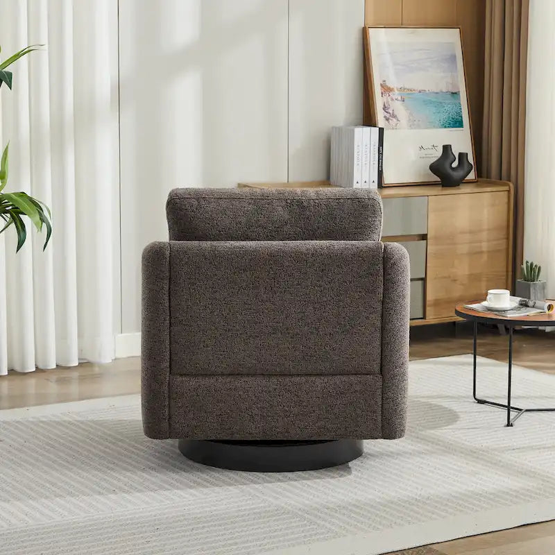 Fauteuil pivotant en tissu bouclé jaune moutarde, 1 place