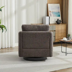 Fauteuil pivotant en tissu bouclé jaune moutarde, 1 place