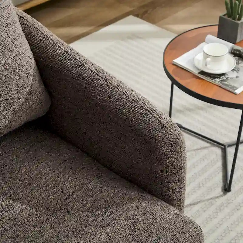 Fauteuil pivotant en tissu bouclé jaune moutarde, 1 place