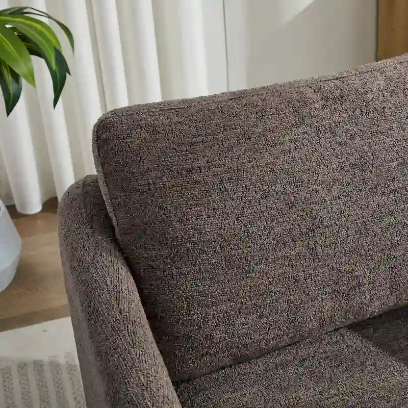 Fauteuil pivotant en tissu bouclé jaune moutarde, 1 place