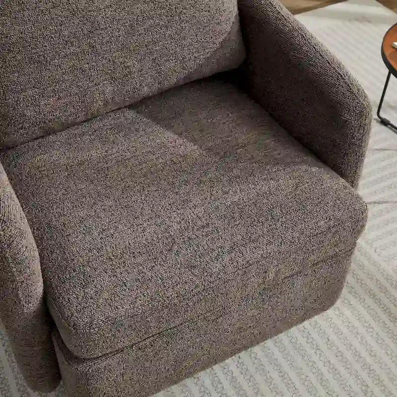 Fauteuil pivotant en tissu bouclé jaune moutarde, 1 place