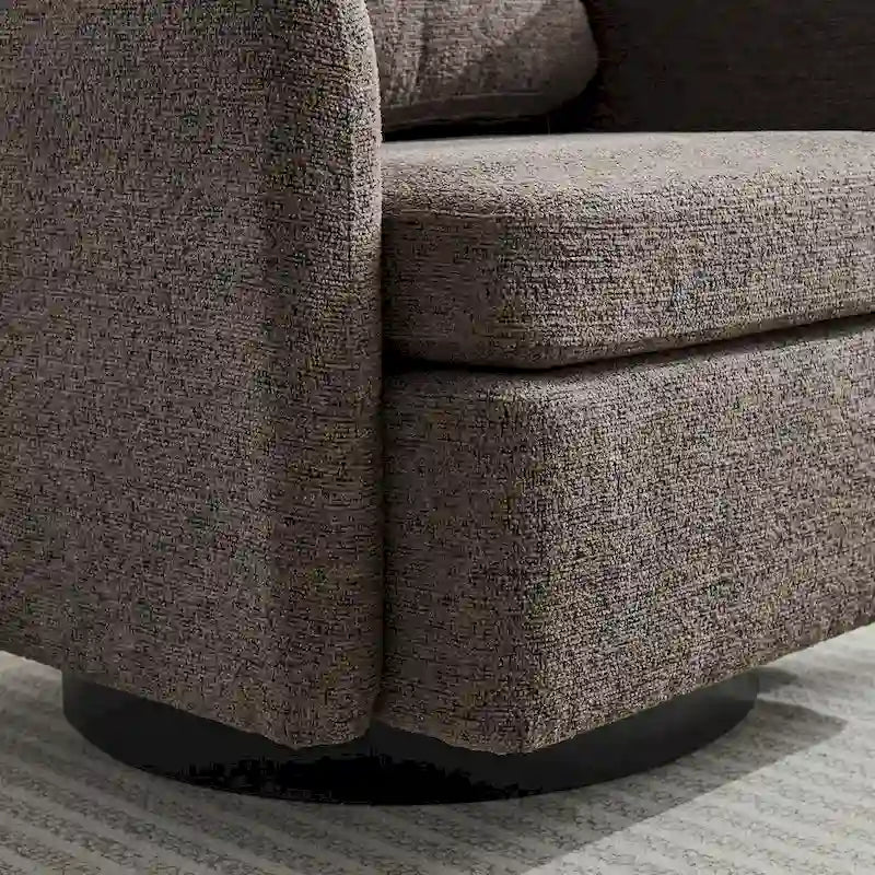 Fauteuil pivotant en tissu bouclé jaune moutarde, 1 place