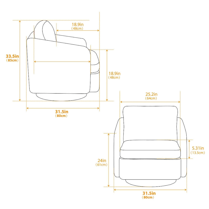 Fauteuil pivotant en tissu bouclé jaune moutarde, 1 place