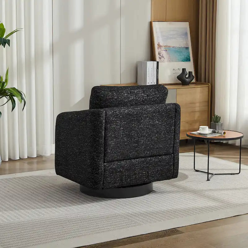 Fauteuil pivotant en tissu bouclé jaune moutarde, 1 place