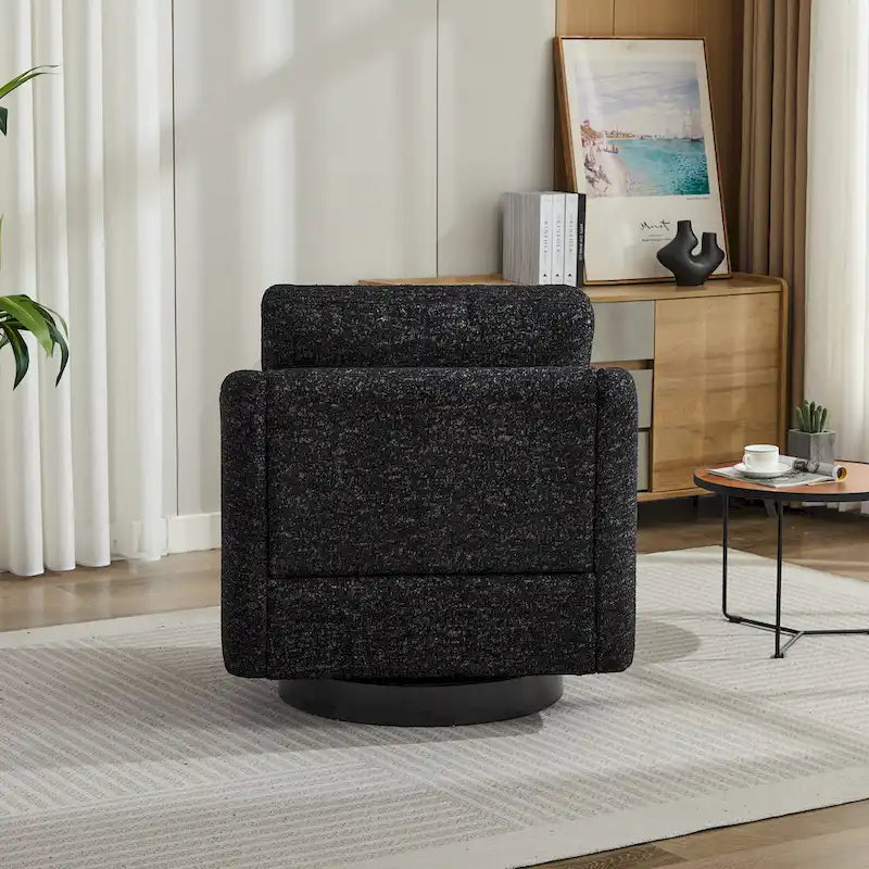 Fauteuil pivotant en tissu bouclé jaune moutarde, 1 place
